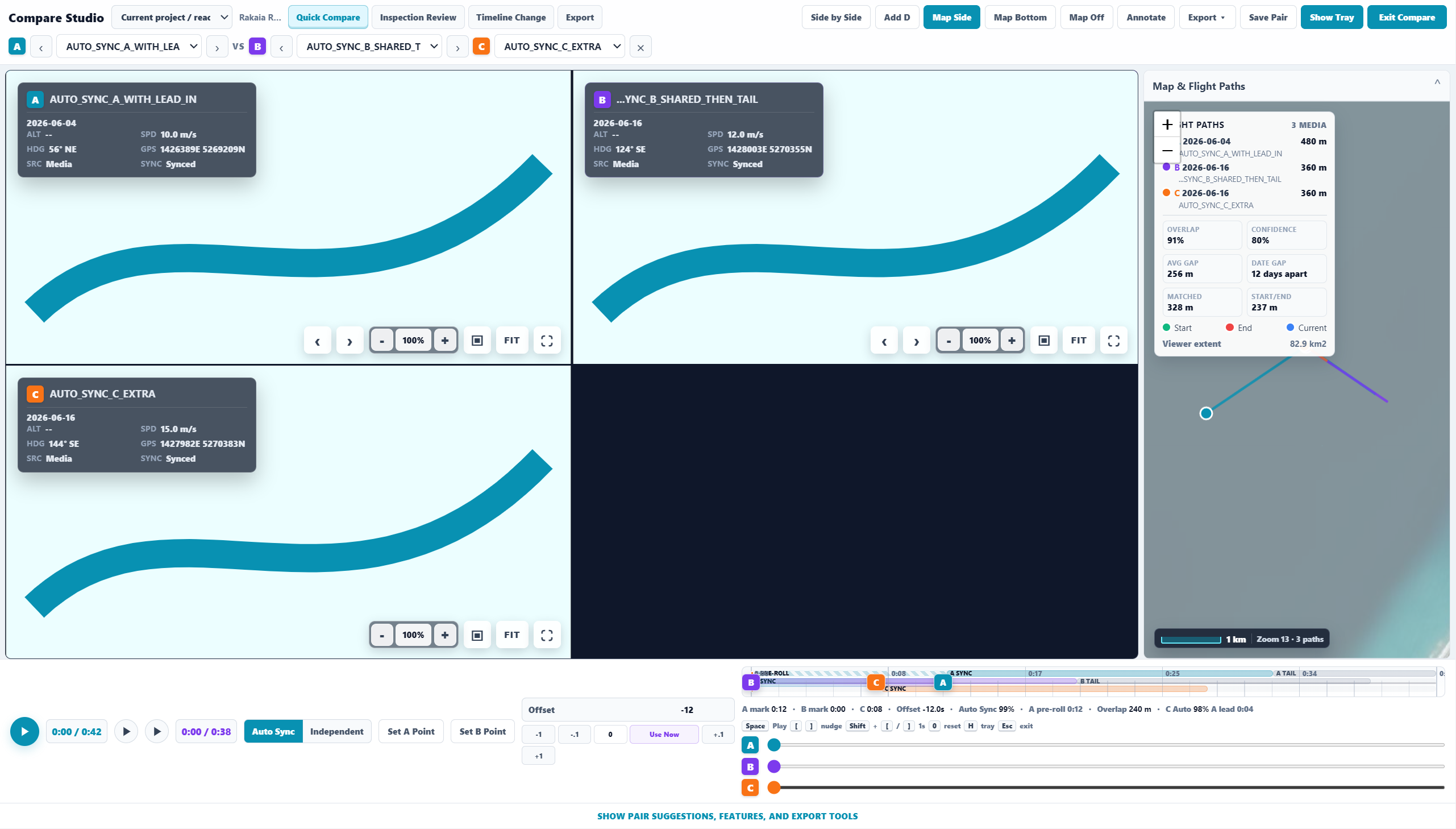 Sightlock export and comparison evidence preview