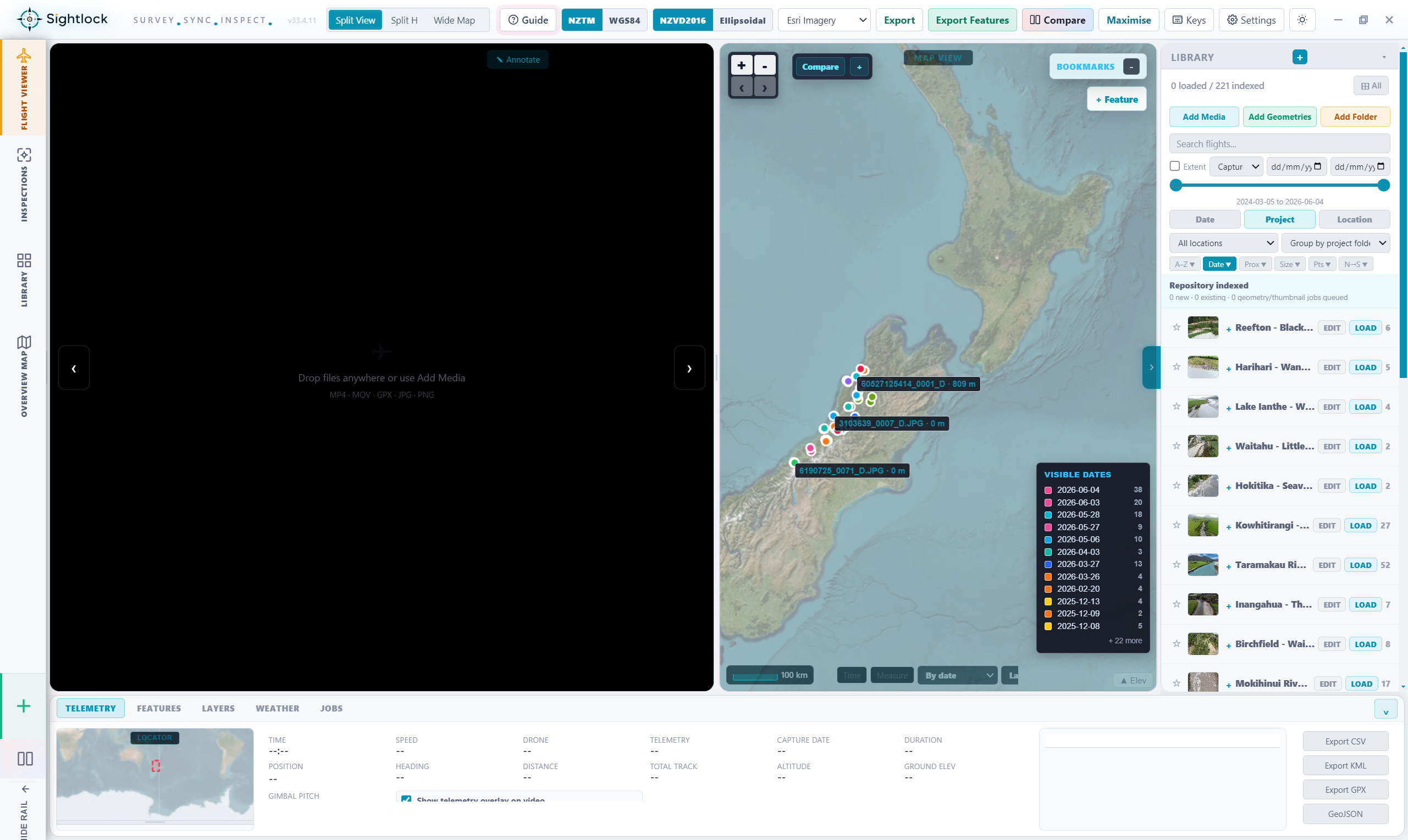 Sightlock Flight Viewer with telemetry overlay and map context